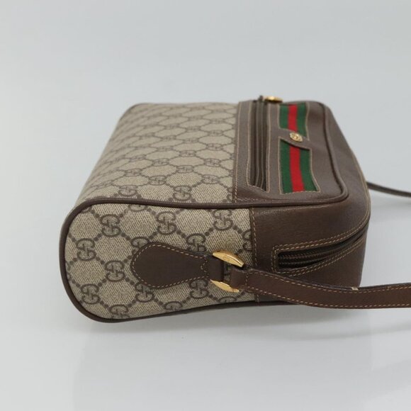 GUCCI GG Supreme Web Sherry Line Bag PVC Beige 4023 001 56 6472 Auth ep7946 - Picture 5 of 16
